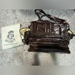 Patent Genuine Leather Honey By the bumble collection Diaper bag